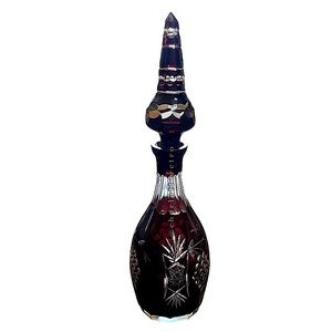 MCM vtg Ruby Czech Crystal Decanter w Stopper